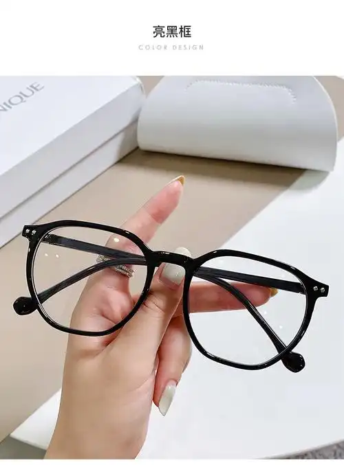 2021新款防蓝光眼镜女网红时尚多边形平光镜男近视成品眼镜框批发