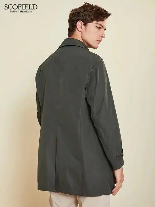 scofield男装休闲中长款风衣翻领男士商务外