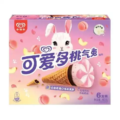吴磊同款和路雪可爱多冰淇淋甜筒白桃玫瑰口味68g6支