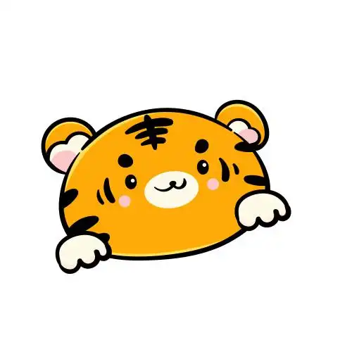 可爱卡通老虎头矢量插画元素