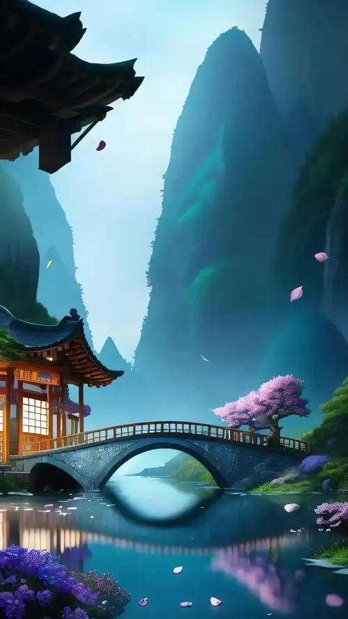 唯美风景壁纸图片 青山绿水 桥