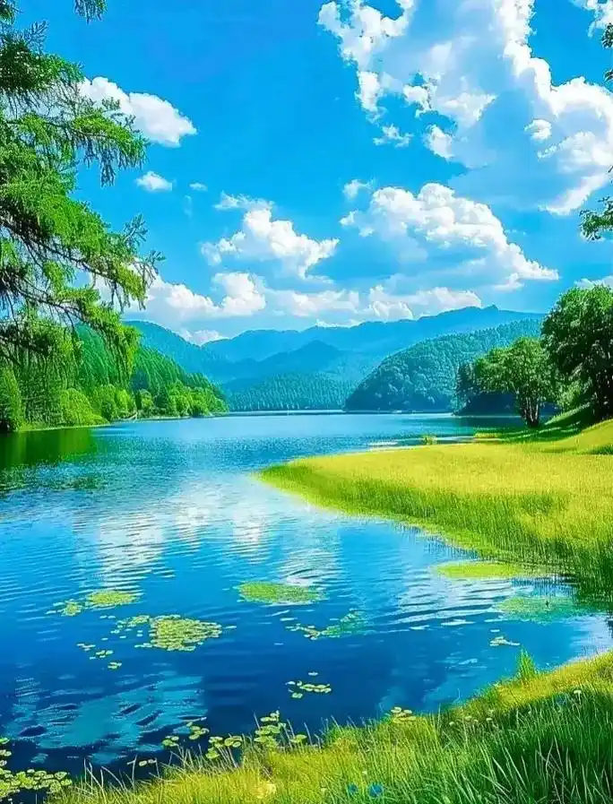 蓝天白云绿草地这风景太美了 #感受大自然的气息和美景