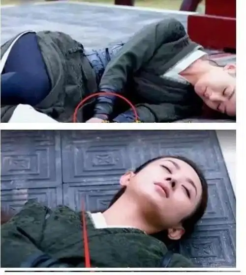 不过在赵丽颖饰演的楚乔晕倒的这一幕时,原本身子是侧躺的,可是等到