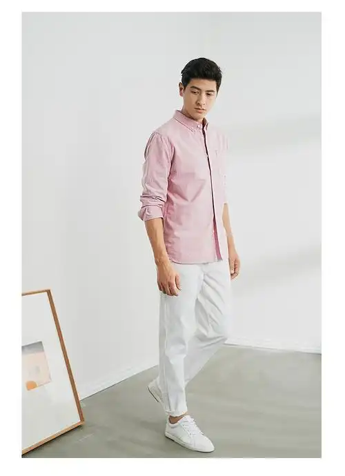 长袖衬衫男 秋季纯棉牛津纺衬衫男士商务休闲衬衣寸衫青年