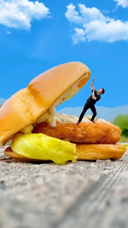 小小的汉堡,也能拍出这样好玩有趣的照片