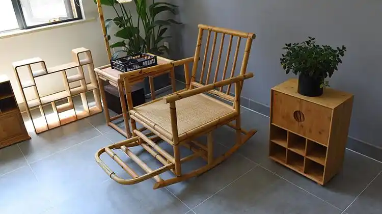 日式竹藤成人躺椅摇摇椅老人椅休闲躺椅阳台做旧靠椅阳光房椅子-发布