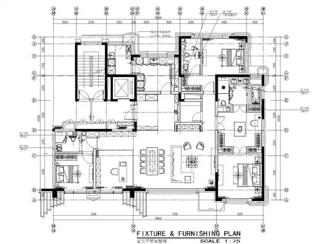 平层户型平面资料下载-北京葛洲坝高层230户型平层样板间施工图