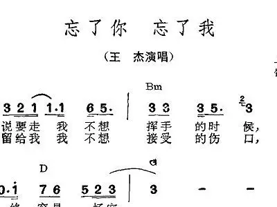 忘了你忘了我 王杰 歌谱 简谱