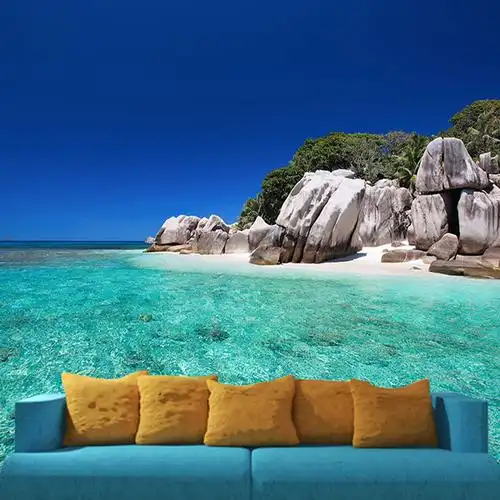 风景墙壁贴画自粘大自然墙贴整张3d立体大海墙贴