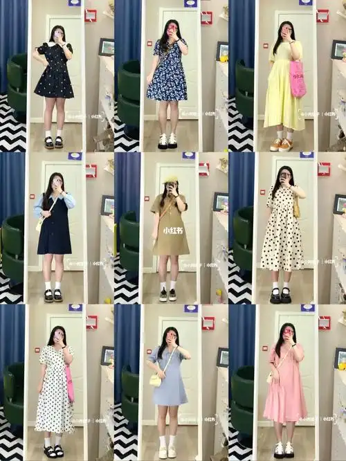 158cm连衣裙微胖反季穿搭