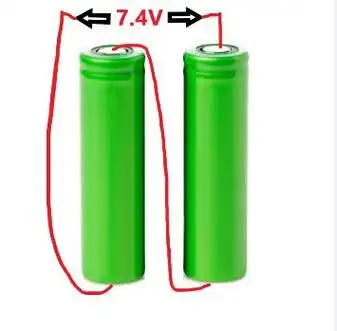 两节锂电池串联,串联电压相加,一般锂电池标称电压3.7v,3.7v 3.7v=7.