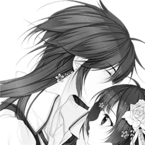 黑白动漫情头一左一右图片