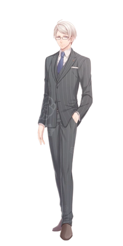 卡通白色头发西装男士