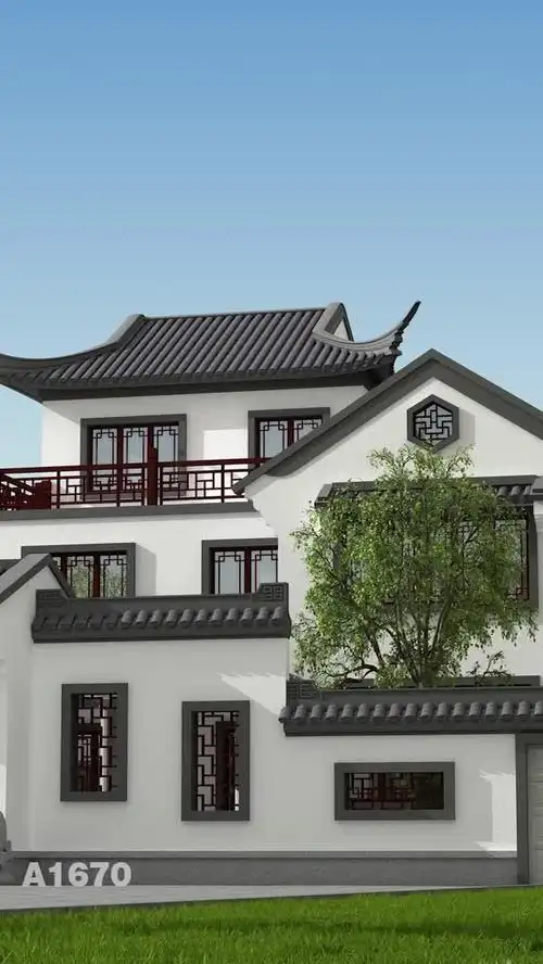 带庭院的中式别墅,家乡盖栋,最合适不过了.