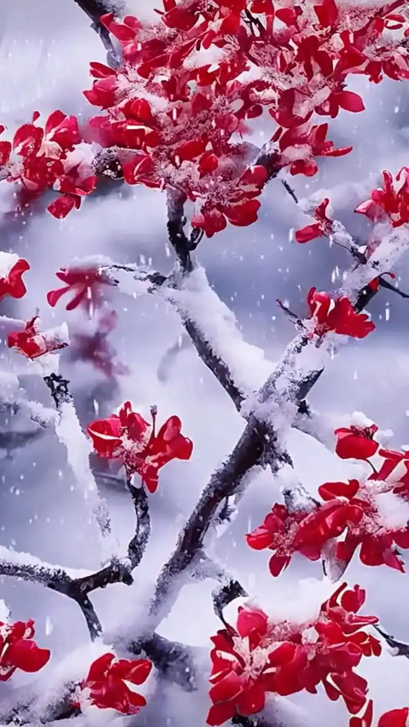 欺霜傲雪红梅艳挺干舒枝翠柏坚