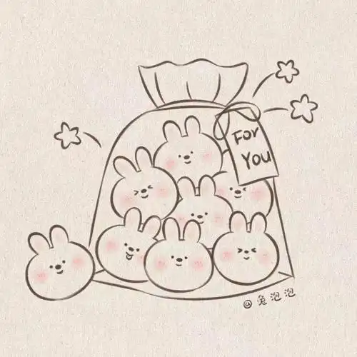 手绘可爱简笔画附教程30一大袋兔几