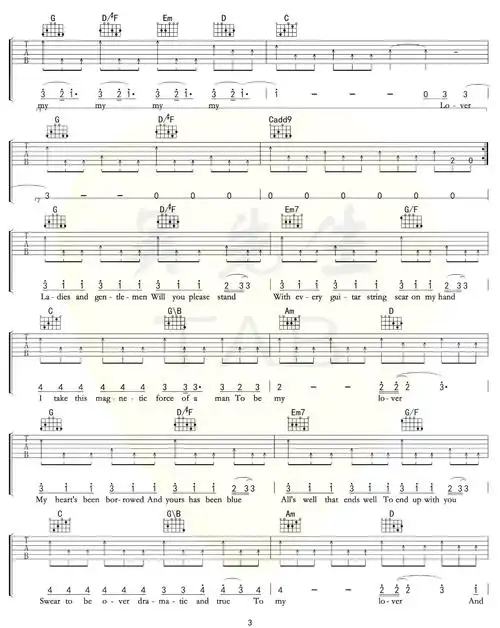 《lover》吉他谱_taylor swift_g调原版弹唱谱_高清六线谱