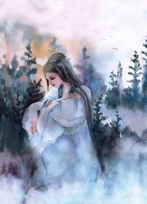 动漫二次元少女古风——凄凉别后两应同,最是不胜清怨月明中