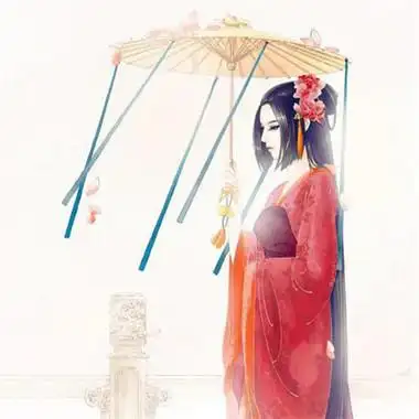 古风红衣女撑伞头像,动漫头像图片