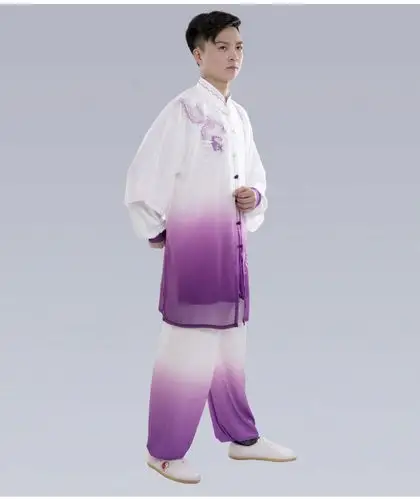 渐变色太极拳太极服披纱三件套武术太极拳服刺绣女比赛服中国风