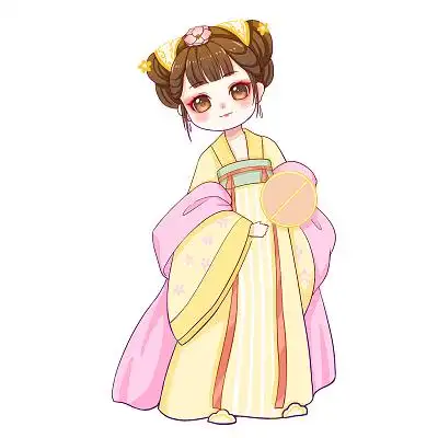 古风q版卡通少女原创插画海报古风女孩古风女孩古装女孩古代人物古风