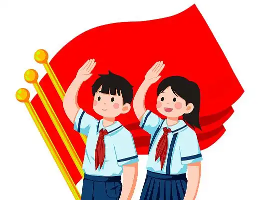 八一建军节小学生飘扬红旗敬礼png素材