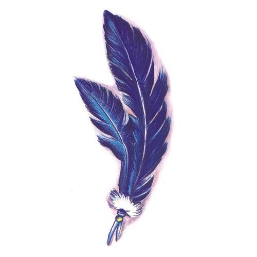 喵小姐 剖腹产彩色羽毛纹身贴防水持久女遮疤痕仿真刺青纹身贴纸