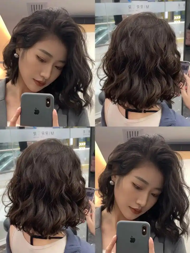 女生短发烫发推荐物法式蛋卷头蓬松卷发.