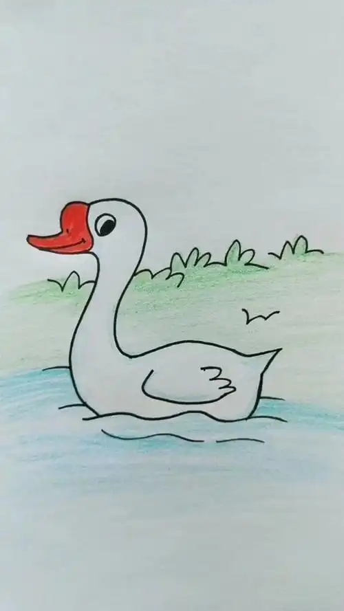 绘画教程,教你画鹅,鹅鹅鹅,曲项向天歌.白毛浮绿水,红掌拨清波