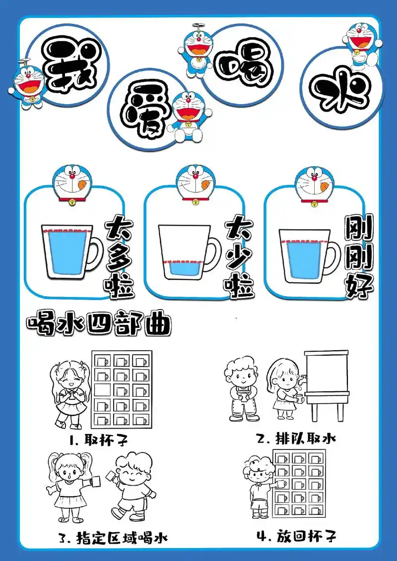 幼儿园喝水区环创素材,细节图卡通人物字 - 抖音