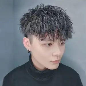 假发男短发韩版帅气锡纸烫泡面卷发隐形自然全真发前额头顶补发片