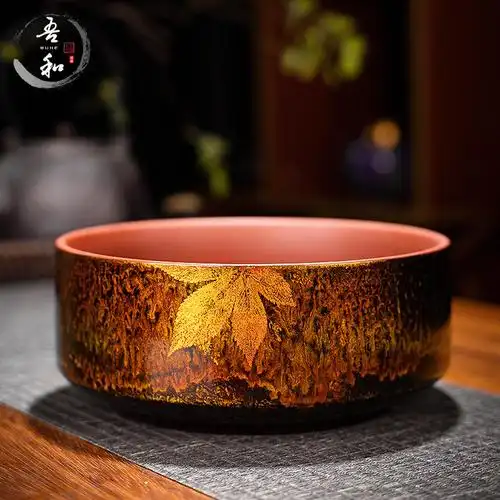 吾和漆器茶具福州大漆手工枫叶大号笔洗水盂茶洗茶道烟灰缸水果盘