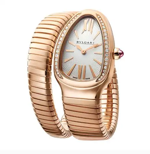 bvlgari/宝格丽 serpenti 系列 女士单螺旋腕表玫瑰金色18k金表带钻石