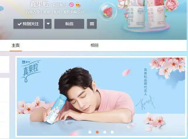 roseonly诺誓,小鹿茶,真果粒纷纷把微博主页背景换上代言人肖战的广告