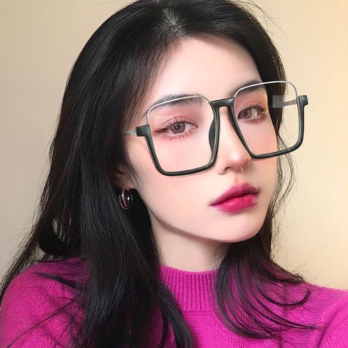 下半框眼镜_复古原宿个性下半框眼镜架大脸女网红设计师眼镜大框配