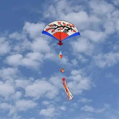 风筝新款2019梅花扇风大型扇子伞布大号格子节日装扮用品