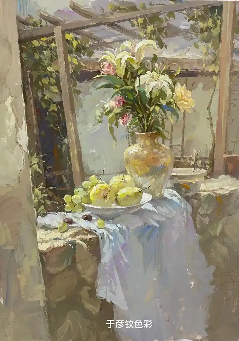 春日暖阳,室外花卉静物步骤图,二开.#画画 #美术生 #色彩 - 抖音