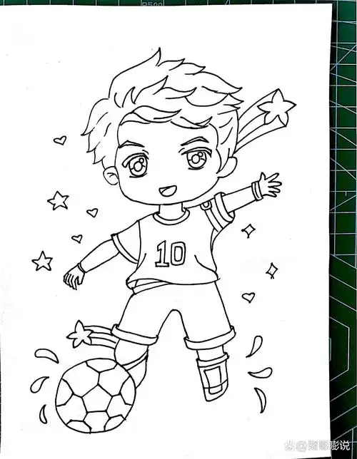 【动漫人物】q版男生/线稿/踢足球男生 动漫男生简单易学,适合零基础