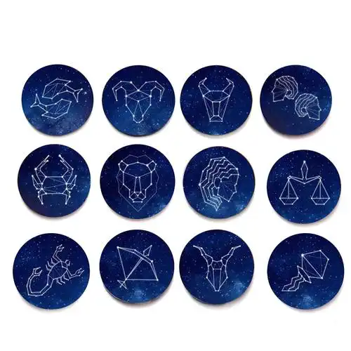 热销12星座系列圆形水晶玻璃磁性冰箱贴时光宝石创意广告图案定制