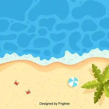 卡通手绘沙滩设计, 天空, 夏季, 沙滩 png图片素材和向量图