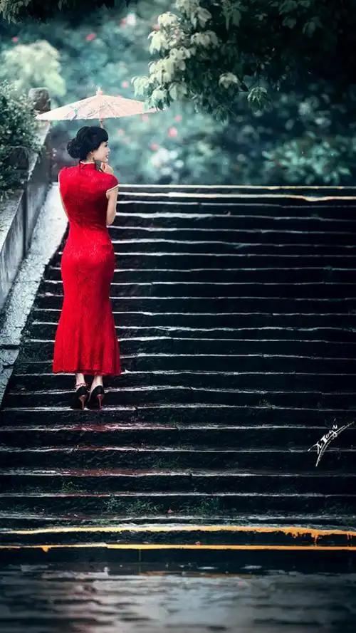摄影 中国风 旗袍红 你的背影,岁月从容