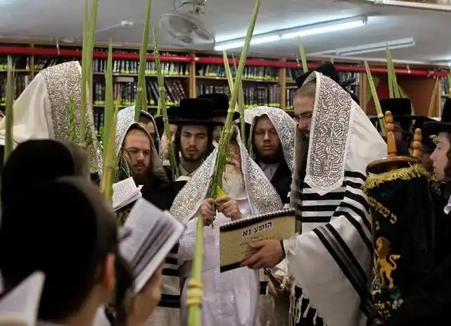 正统犹太教徒举行仪式庆祝住棚节"