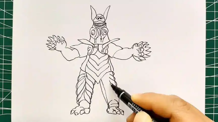 画一个爱迪奥特曼中的硫酸怪兽"霍"#奥特曼简笔画 #硫酸怪兽