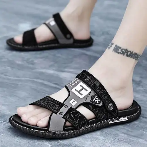 凉鞋男款2023新款夏季休闲外穿两用开车一字凉拖防滑沙滩鞋