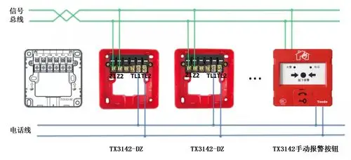 泰和安二线制火灾自动报警及联动控制系统接线图