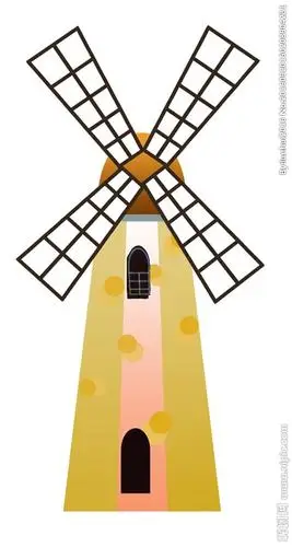 荷兰风车风景简笔画图