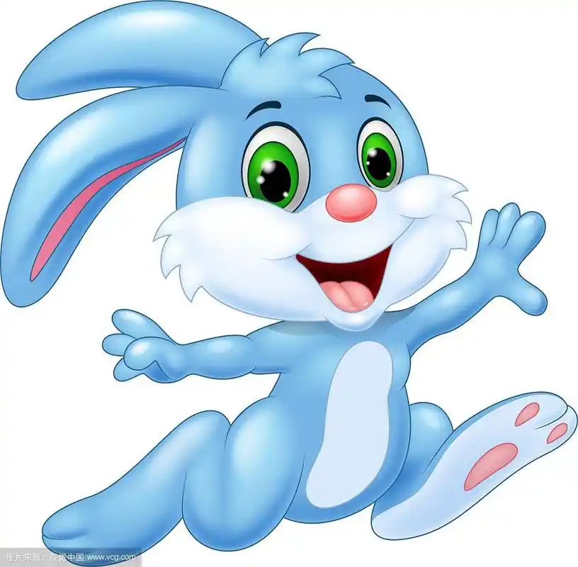 卡通小兔子又跑又开心