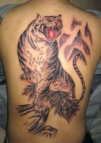 后背威严猛虎图案 - 纹身秀