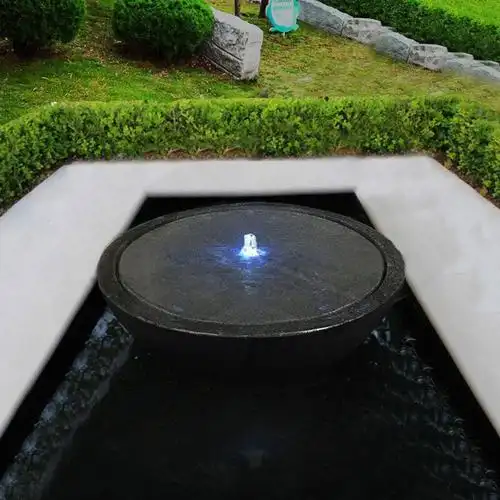 日式涌泉石雕水景石盆小品大理石涌泉流水钵户外庭院喷泉流水摆件