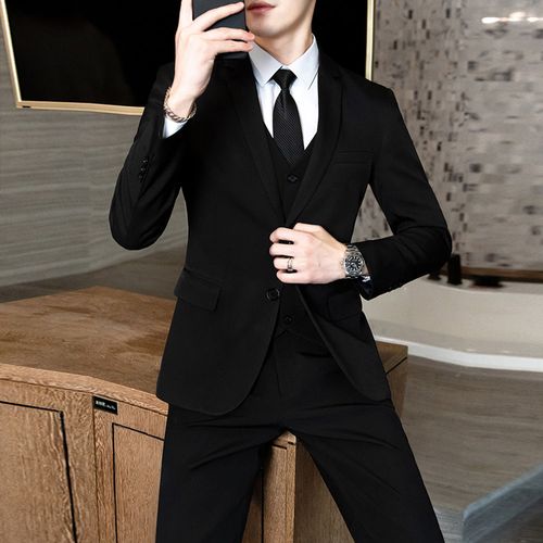 品牌优质男士黑色西装暴徒一整套垫肩商务制服马甲结婚礼服兄弟装